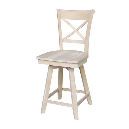 International Concepts Charlotte Counter Height Stool, 24" Seat Height, Swivel, Unfinished S-312SW